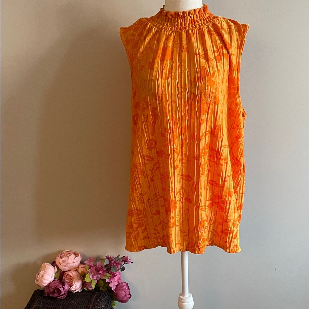 Vibrant Orange Floral Blouse